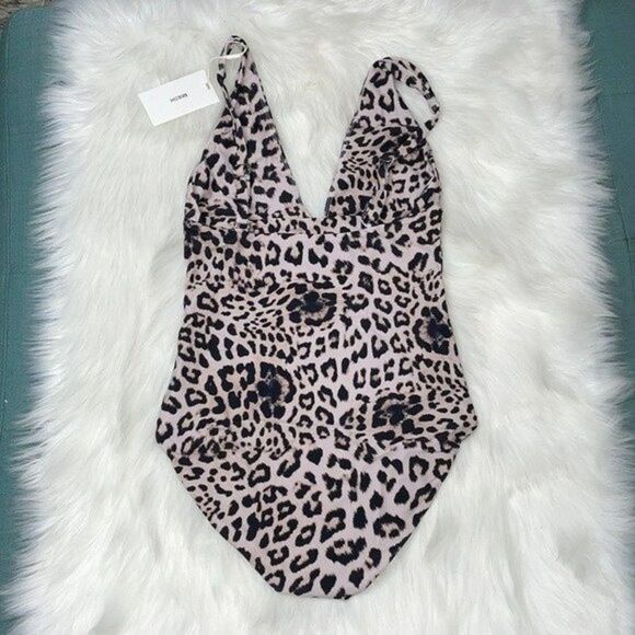 MIKOH Womens Size Small AITUTAKI Deep V Leopard Print ONE PIECE - Picture 7 of 12